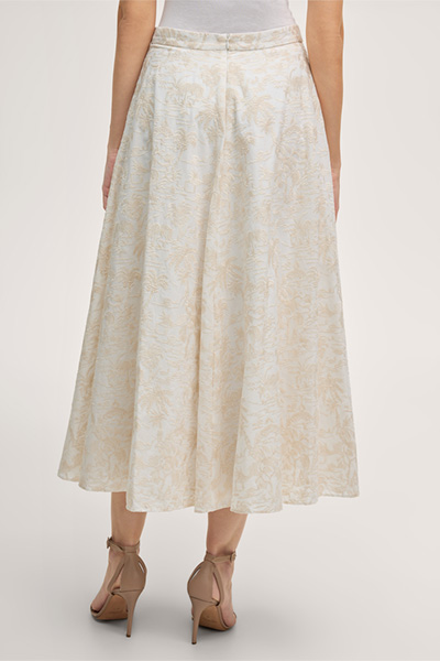 Baumwollmix-Midi-Rock in Ecru