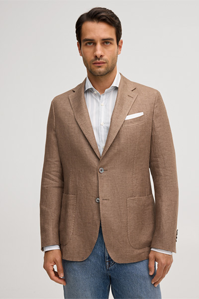 Giorno linen jacket in brown