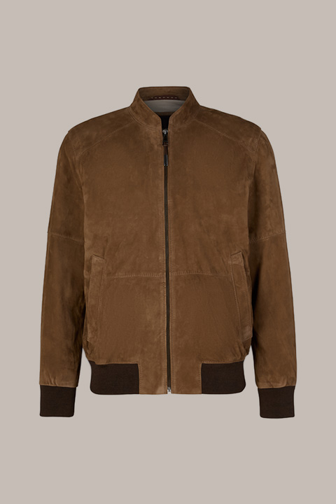 Führt zu Produktdetailseite „Ziegenvelours-Leder-Blouson Borello in Braun"
