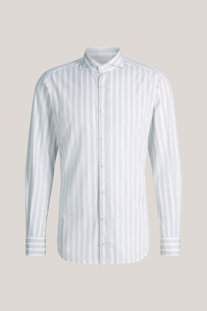 Lano cotton shirt in grey and white stripes