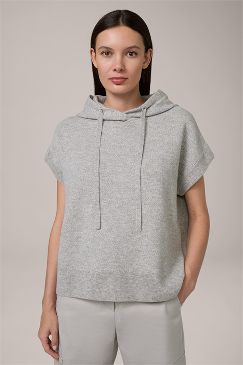 Virgin Wool Hoodie with Cashmere in Grey