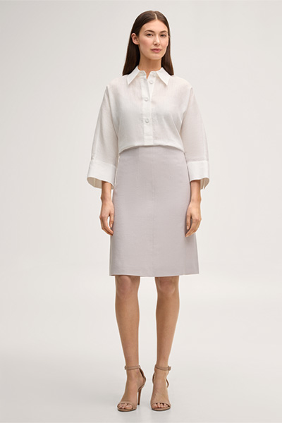 Leinenstretch-A-Linien-Rock in Beige