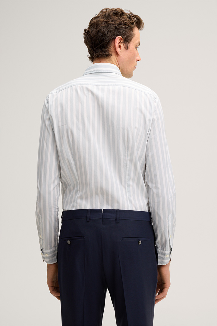 Chemise en coton Lano à rayures grises et blanches