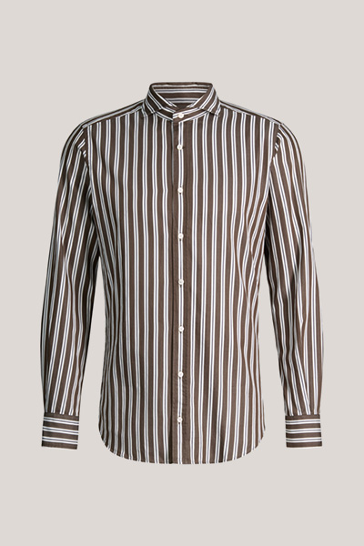 Lano cotton shirt in brown and white stripes