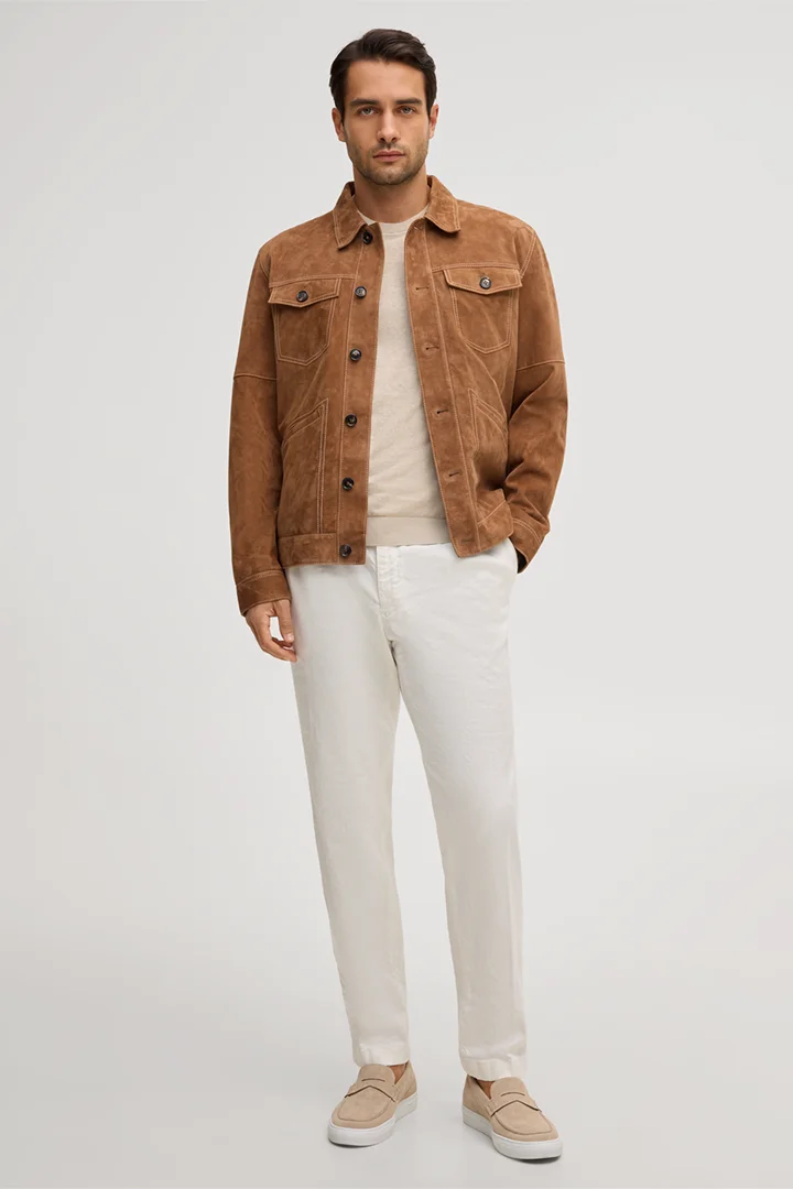 Führt zu Produktdetailseite „Leinenmix-Strick-T-Shirt Lindo mit Baumwolle in Beige"