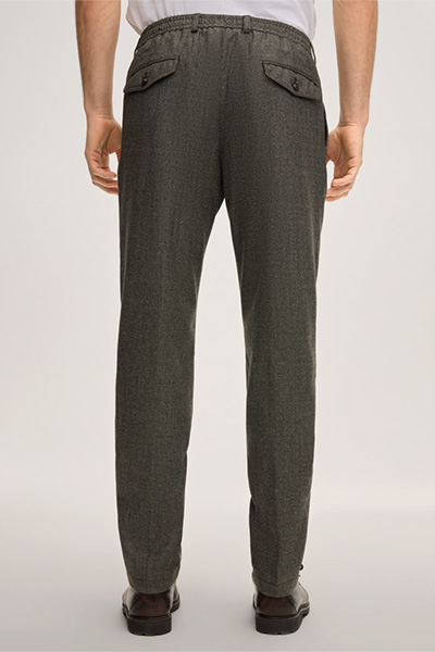 Flomo Modular Virgin Wool Trousers with Waist Pleats in Textured Green