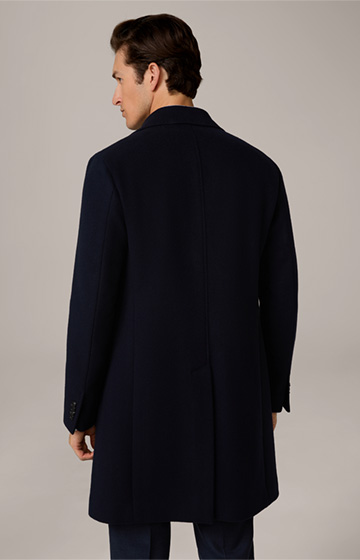 Centro Coat in Wool Blend with Cashmere in Navy