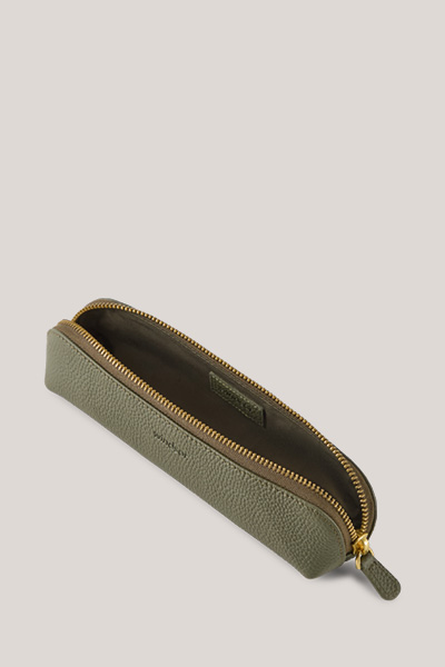 Pen Case aus Nappaleder in Oliv