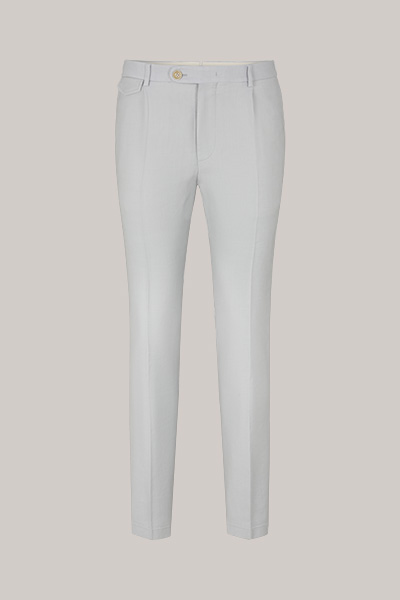 Silvi Linen Blend Modular Trousers with Pleats in Light Grey