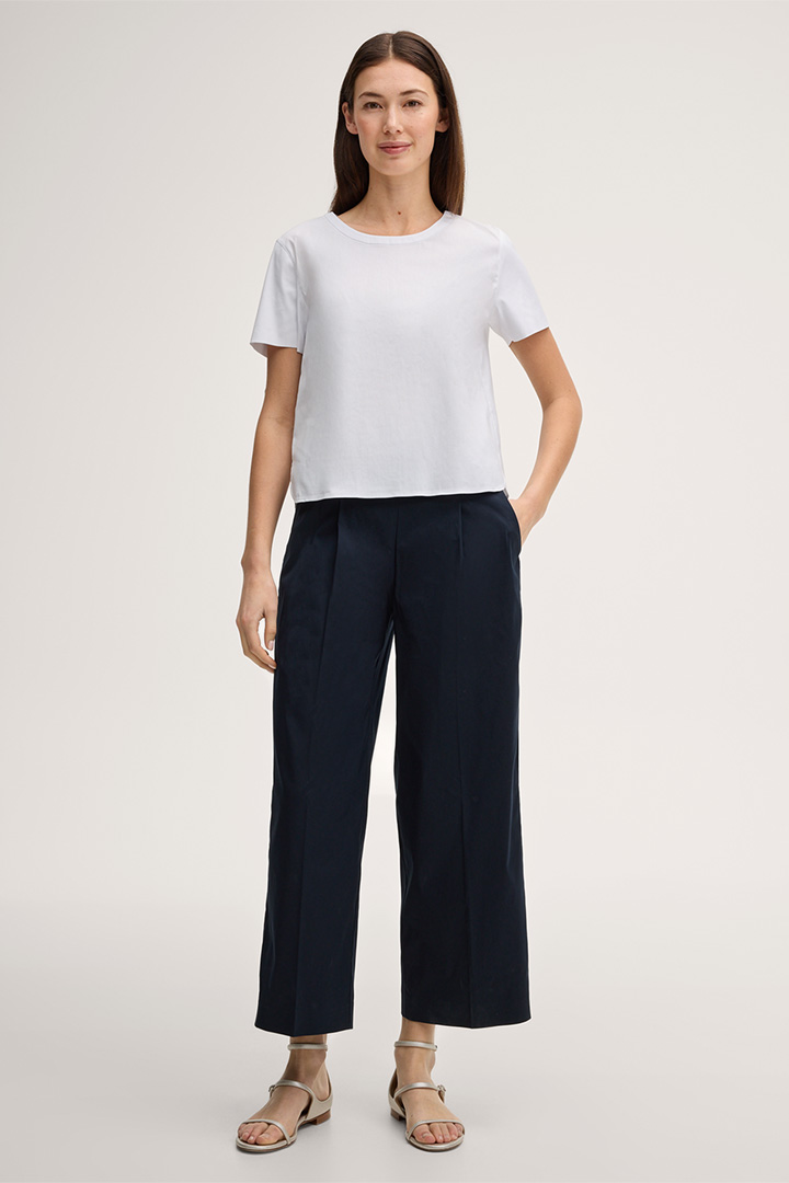 Führt zu Produktdetailseite „Baumwollstretch-Culotte-Hose in Navy"