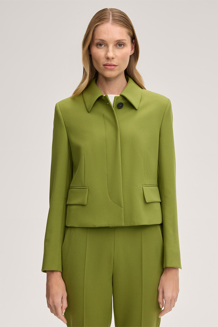 Crepe-Blazer-Jacke in Grün