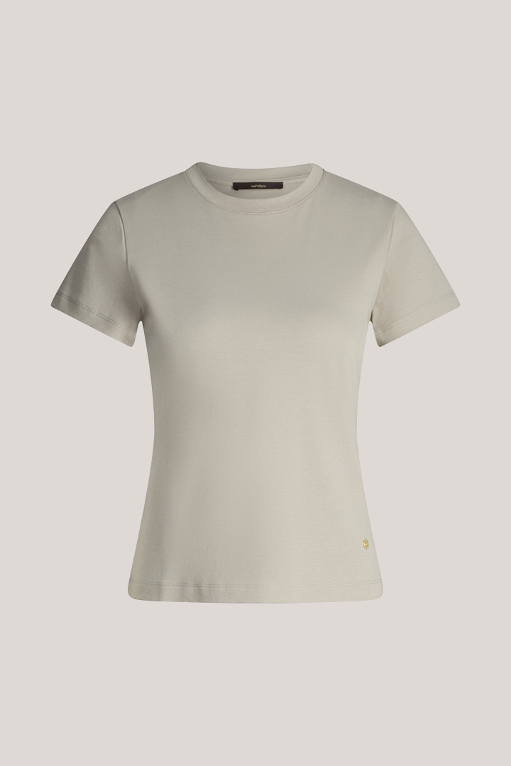 Führt zu Produktdetailseite „Baumwoll-Interlock T-Shirt in Grau-Beige"