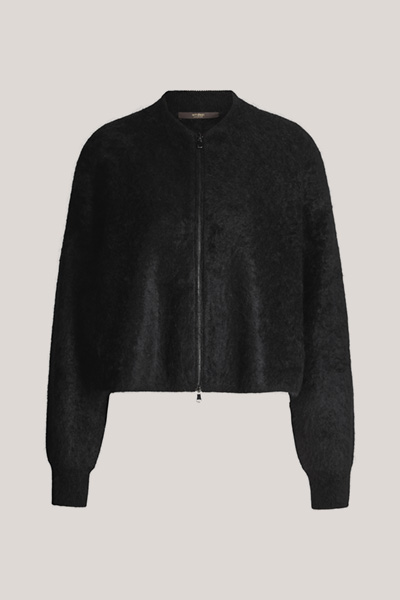 Brushed Cashmere Zipped Blouson in Black