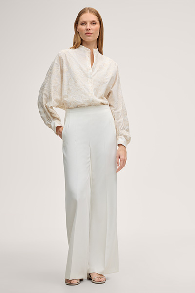 Baumwollmix-Oversize-Bluse in Ecru