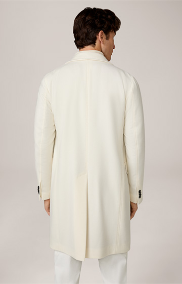 Cantro Double-breasted Virgin Wool Coat with Cashmere in Wool White