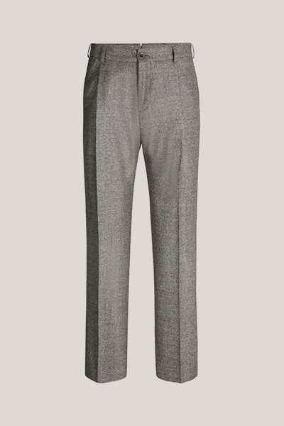 Francos Modular Virgin Wool Trousers with Pleats in Textured Grey and Brown
