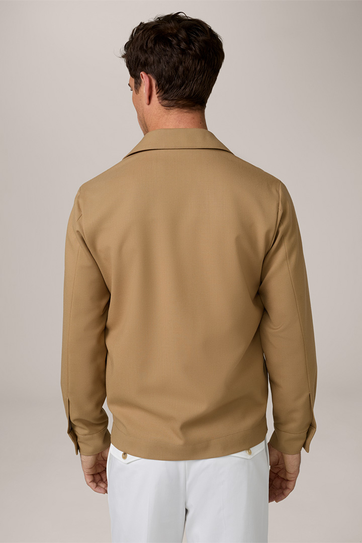 Schurwoll-Overshirt Lavoro in Camel