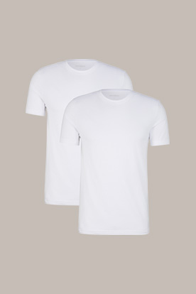 Two-pack of Stretch Cotton-blend Round Neck T-shirts in White