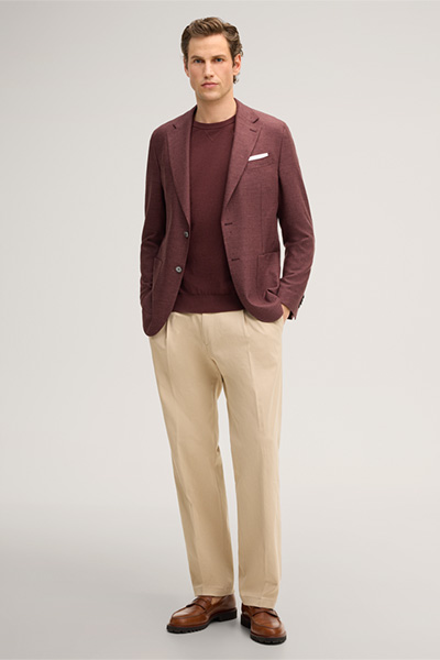 Cashmilo Knitted Pullover with Cashmere and Silk in Bordeaux Red