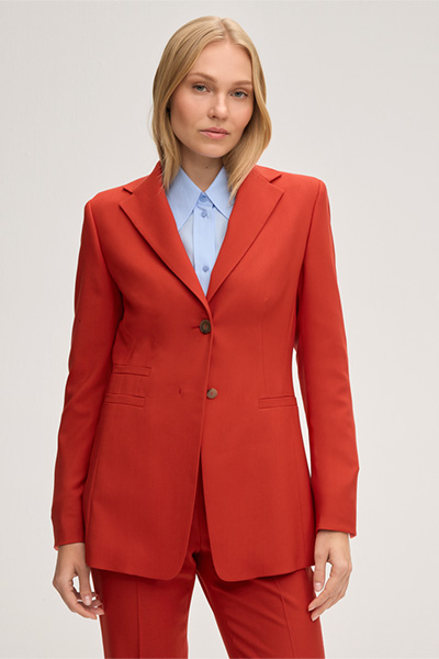 Schurwoll-Twill-Blazer in Rot