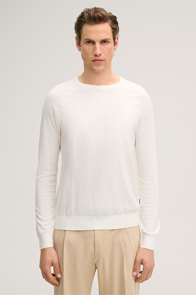 Cashmilo Knitted Pullover with Cashmere and Silk in Off-White