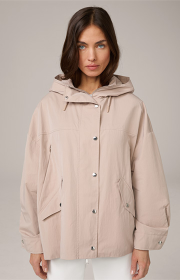 Baumwoll-Blend-Parka in Taupe