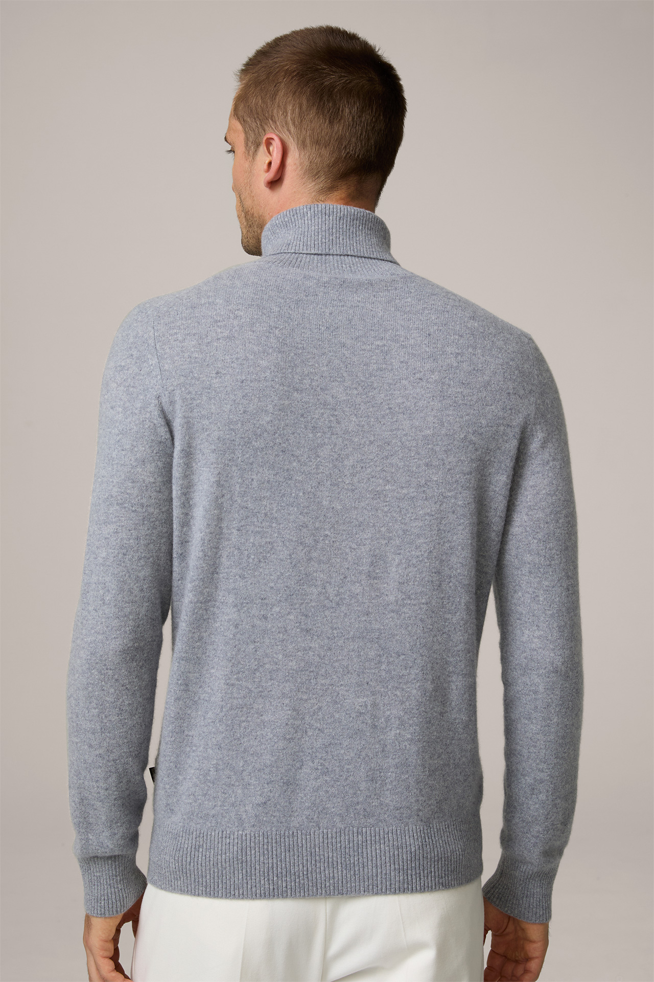 Cashmono Cashmere Roll Neck Pullover in Mottled Grey