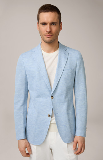 Giro Linen Blend Jacket with Cotton in Light Blue Marl