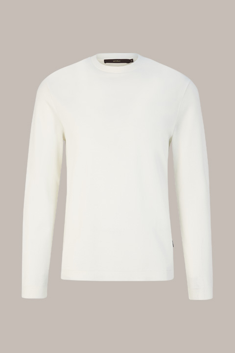 Baumwoll-Langarm-Shirt Frido in Weiß
