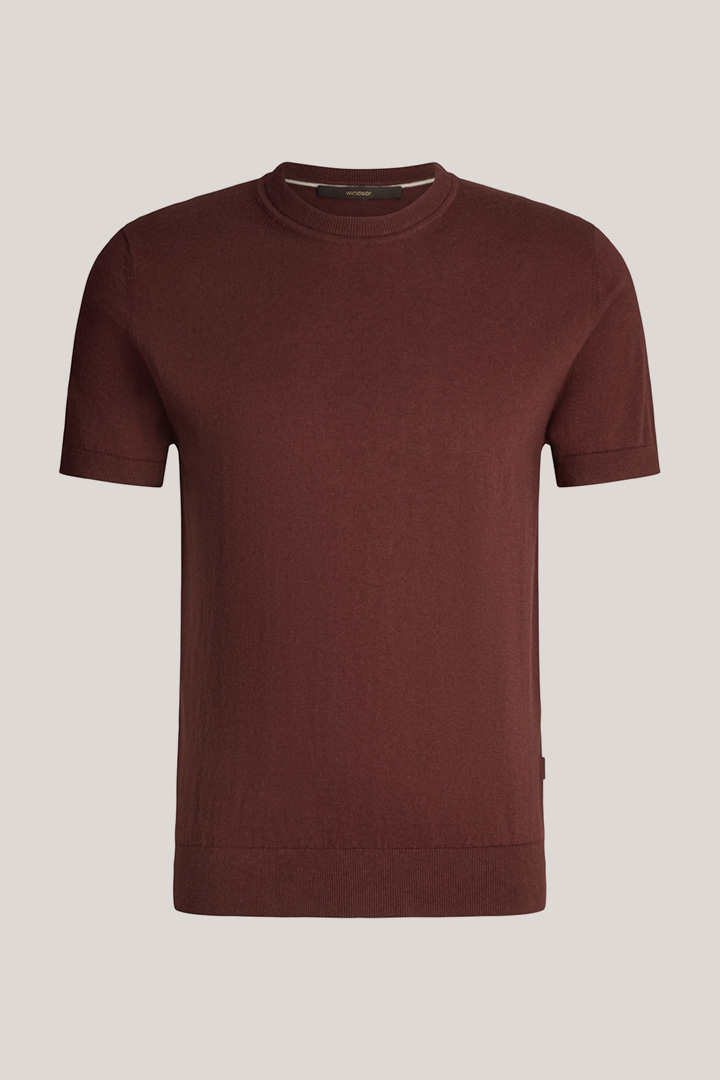 Strick-Shirt Cashmilo mit Cashmere und Seide in Bordeaux Rot
