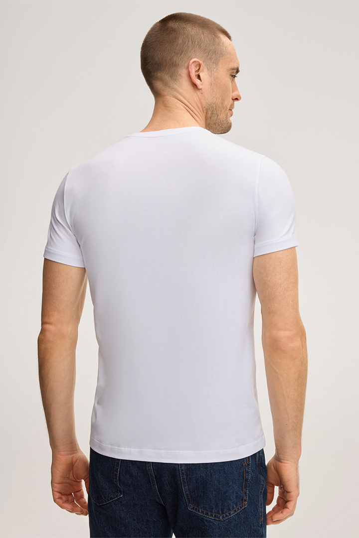 Two-Pack-Baumwollmix T-Shirts mit Stretch und Rundhals in Weiß