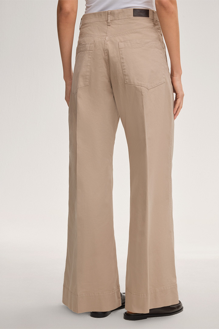 Baumwollstretch-Palazzo-Hose in Taupe