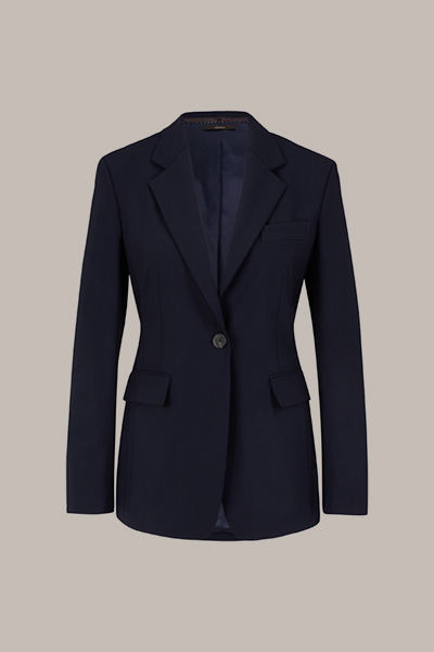 Virgin Wool Stretch Blazer in Navy