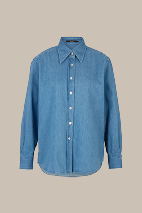 Denim Shirt-style Blouse in a Light Blue Washed Look