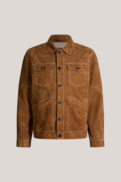 Luca goat suede shirt jacket in camel