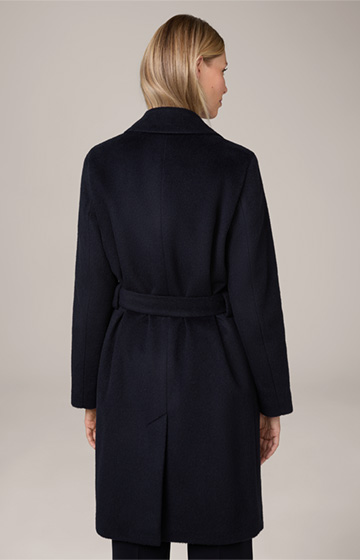 Brushed Alpaca Mix Dress Coat in Navy