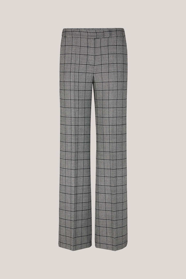 Virgin Wool Glencheck Marlene Trousers in Ecru