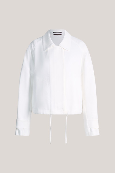 Double-weave crêpe jacket with blouson details in white