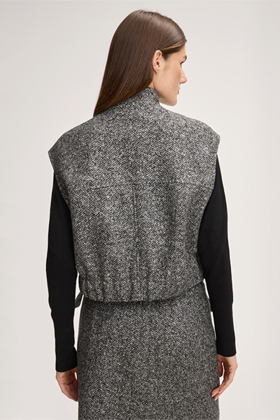Wollmix-Tweed-Doppelreiher-Weste in Grau