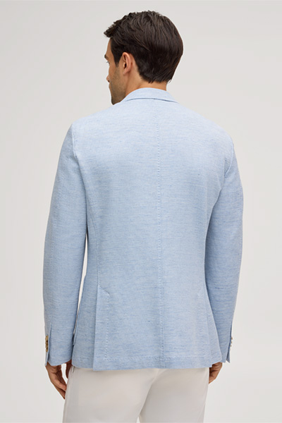 Giro Linen Blend Jacket with Cotton in Light Blue Marl