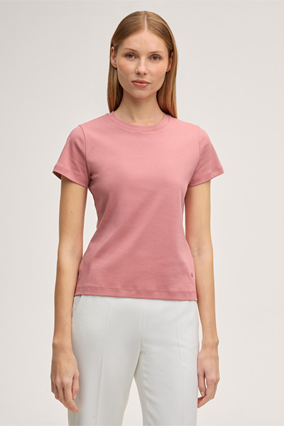 Baumwoll-Interlock T-Shirt in Rosa