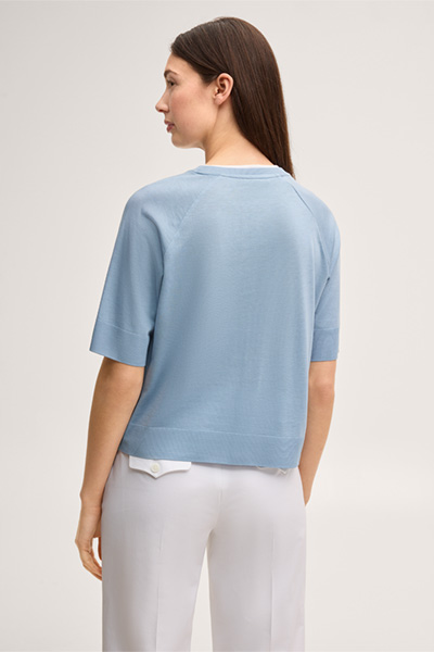 Lyocell cotton T-shirt in light blue