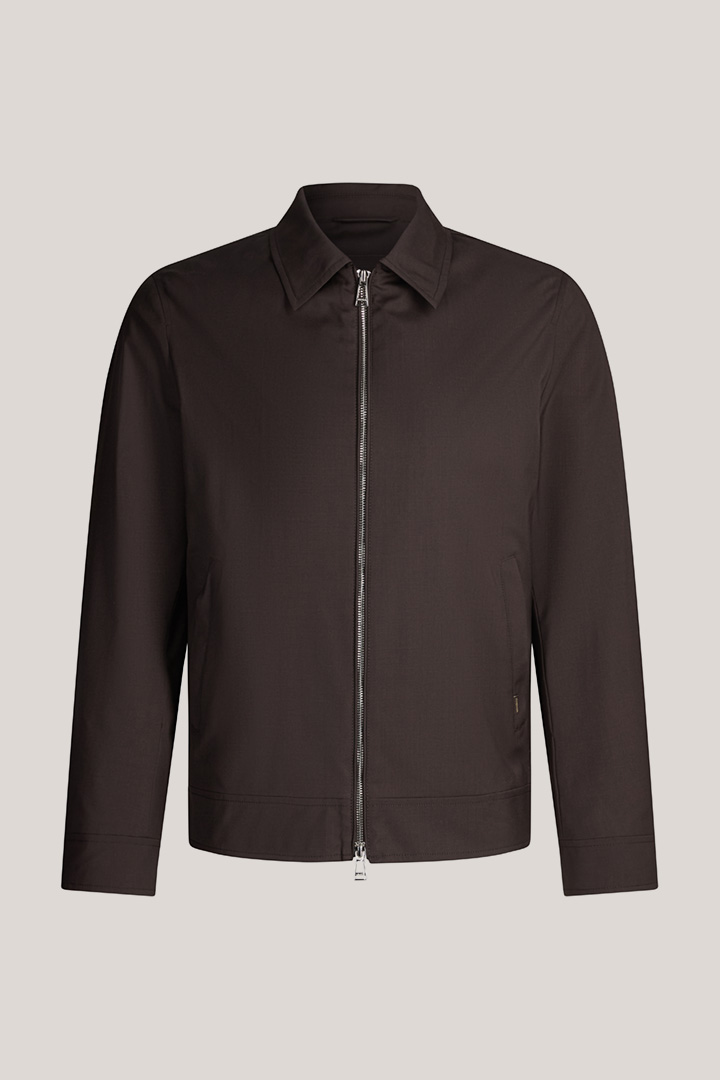 Führt zu Produktdetailseite „Schurwoll-Blouson Attilio mit Hemdkragen in Braun"