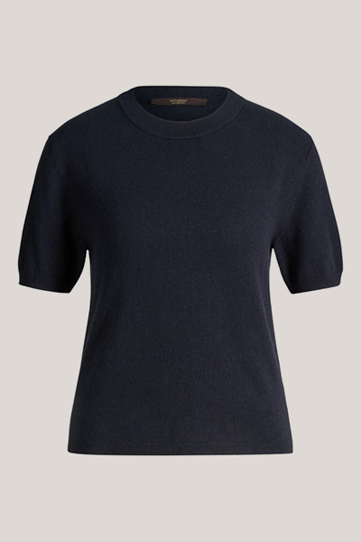 Cashmere-Kurzarm-Shirt in Navy