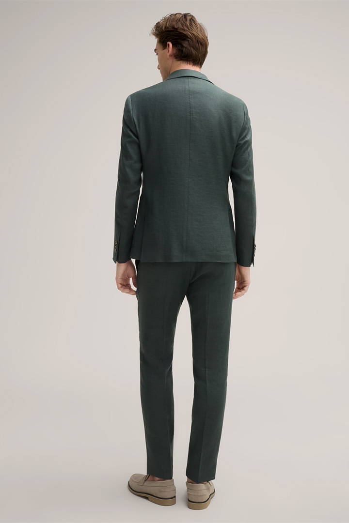 Seo-Bene Linen Blend Suit in Dark Green