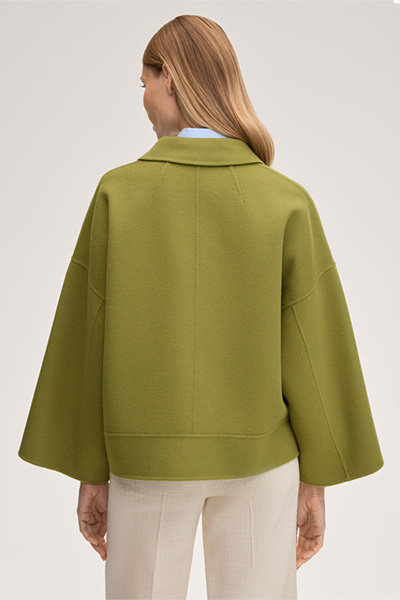 Schurwoll-Doubleface-Jacke in Grün
