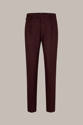 Silvi Cashmere Modular Trousers with Pleat-Front in Bordeaux Red                                                   