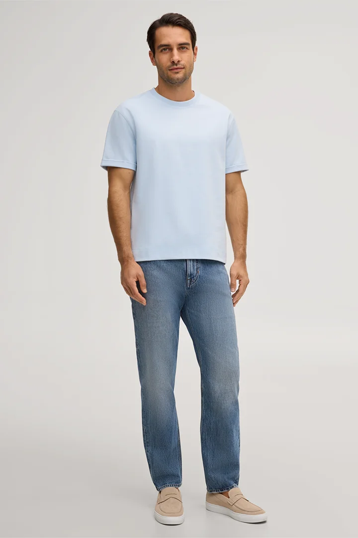 Führt zu Produktdetailseite „Baumwollmix-T-Shirt Sivo in Hellblau"