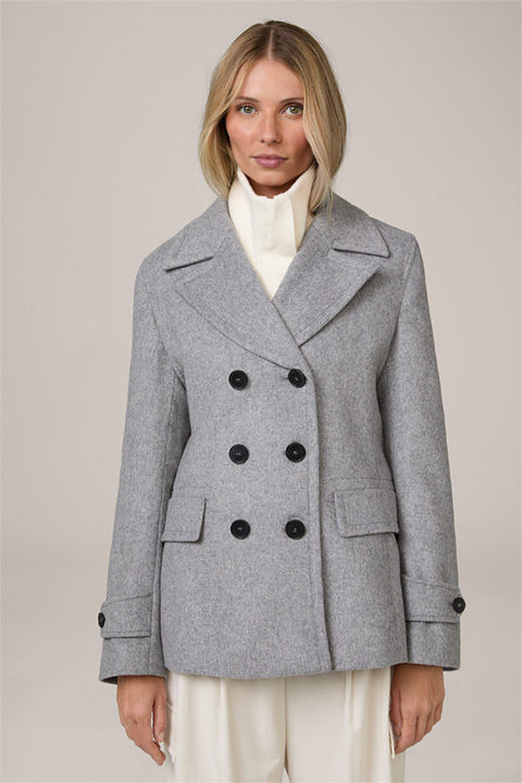 Wool-Blend Caban Jacket with Cashmere in Grey Marl