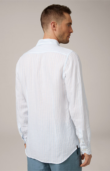 Lapo Linen Shirt in Light Blue Striped